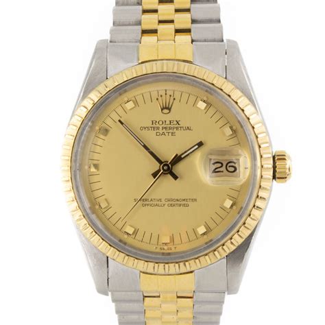 Rolex Date 15053 Champagne Doorstop Dial 